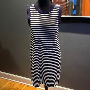 THML sweater knit navy/white stripe shift midi. Size XS.
